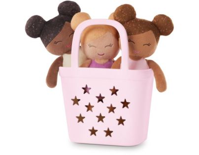 LullaBaby Bábiky plyšové do vane v košíku Pink