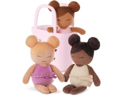 LullaBaby Bábiky plyšové do vane v košíku Pink