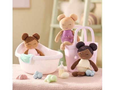 LullaBaby Bábiky plyšové do vane v košíku Pink