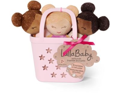 LullaBaby Bábiky plyšové do vane v košíku Pink