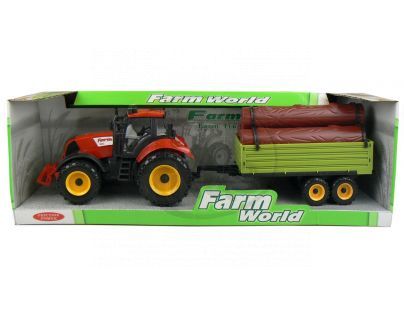 Mac Toys Traktor s valníkem Červený s kládami