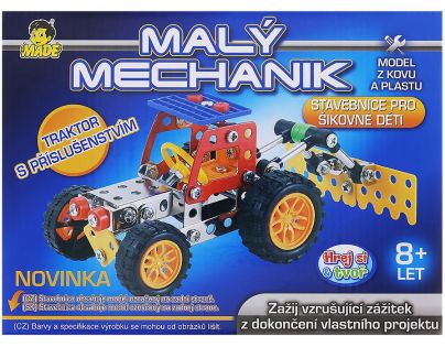 MaDe Stavebnice Malý mechanik Traktor s nástrojem 132 dílků