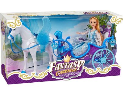 Magický kočiar modrý s Pegasom a bábikou - svetlo, zvuk
