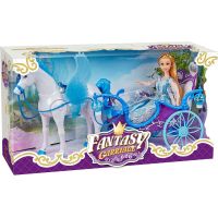Magický kočiar modrý s Pegasom a bábikou - svetlo, zvuk