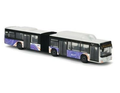 Majorette Autobus kovový MAN Lion's City G 247 Fialovo-bílý - Poškozený obal