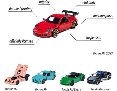Majorette Porsche Darčeková súprava 5 ks 1 : 64