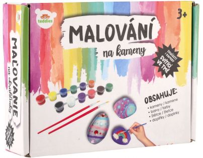 Maľovanie na kamene - okruhliaky svietiace v tme s farbami so štetcami s doplnkami