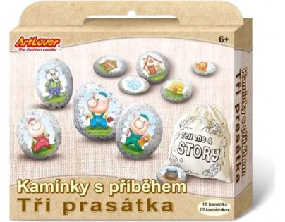 Creatoys Maľovanie na štrk s príbehom Tri prasiatka kreatívne sada v krabičke - Poškodený obal