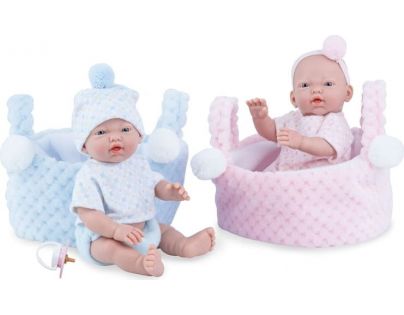 Marina & Pau 202-BK Bábika kúpacie bábätko New Born chlapček v košíčku 21 cm