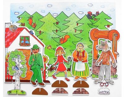 Marionetino Červená čiapočka scéna s figurkami