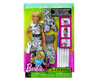 Mattel Barbie D.I.Y.crayola vybarvování šatů běloška