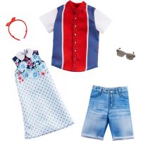 Mattel Barbie dvoudílný set oblečků pro Barbie a Kena červeno-modrá košile 69 Mattel Barbie dvoudílný set oblečků pro Barbie a Kena červeno-modrá košile 69