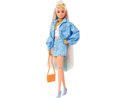 Mattel Barbie Extra Vzorovaná modrá sukňa s bundou