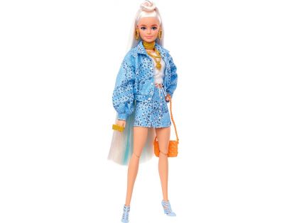 Mattel Barbie Extra Vzorovaná modrá sukňa s bundou