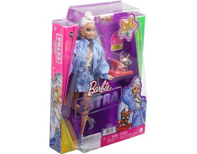 Mattel Barbie Extra Vzorovaná modrá sukňa s bundou