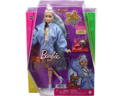 Mattel Barbie Extra Vzorovaná modrá sukňa s bundou