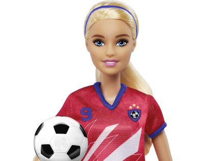 Mattel Barbie futbalová bábika Barbie v červenom drese - Poškodený obal