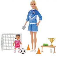 Mattel Barbie fotbalová trenérka s panenkou herní set blond trenérka Mattel Barbie fotbalová trenérka s panenkou herní set blond trenérka