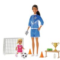 Mattel Barbie fotbalová trenérka s panenkou herní set hnědovlasá trenérka Mattel Barbie fotbalová trenérka s panenkou herní set hnědovlasá trenérka
