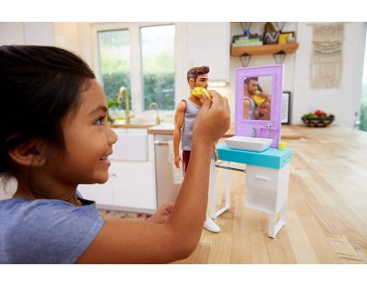 Mattel Barbie Ken s nábytkom umývadlo