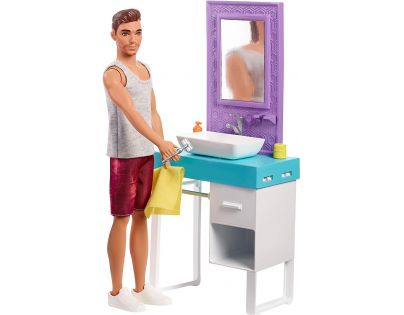 Mattel Barbie Ken s nábytkom umývadlo