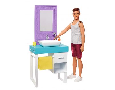 Mattel Barbie Ken s nábytkom umývadlo