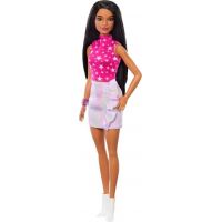 Mattel Barbie modelka - lesklá sukňa a ružový top s hviezdami