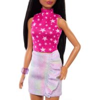 Mattel Barbie modelka - lesklá sukňa a ružový top s hviezdami 4