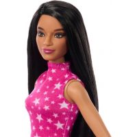 Mattel Barbie modelka - lesklá sukňa a ružový top s hviezdami 3