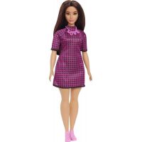 Mattel Barbie modelka čiernoružové kockované šaty
