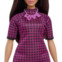 Mattel Barbie modelka čiernoružové kockované šaty 4