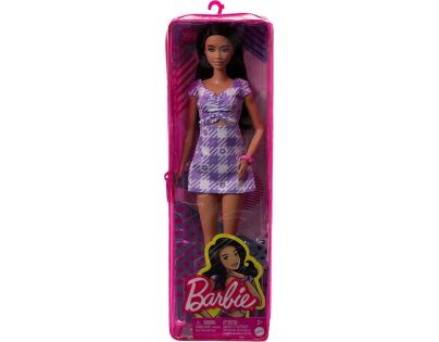 Mattel Barbie Modelka fialkové kockované šaty 29 cm