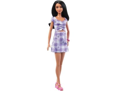 Mattel Barbie Modelka fialkové kockované šaty 29 cm