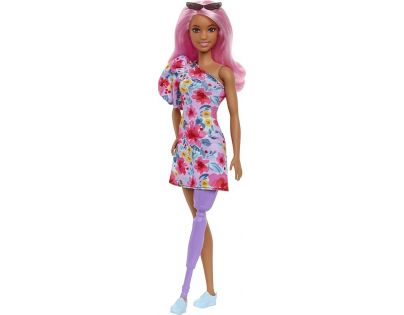 Mattel Barbie modelka kvetinové šaty na jedno rameno