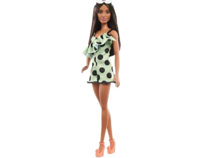 Mattel Barbie Modelka limetkové šaty s bodkami 29 cm