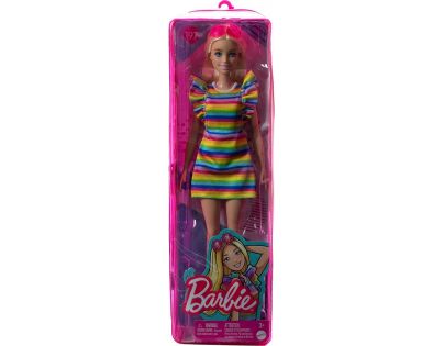 Mattel Barbie Modelka prúžkované šaty s volánmi 29 cm