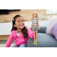 Mattel Barbie Modelka prúžkované šaty s volánmi 29 cm 6