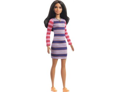 Mattel Barbie modelka pruhované šaty s dlhými rukávmi