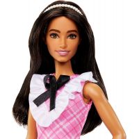 Mattel Barbie modelka růžové kostkované šaty s černou mašlí 3