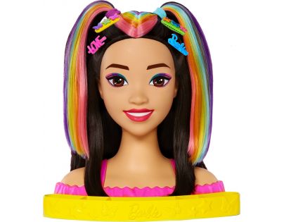Mattel Barbie Neónovo dúhová česacia hlava Čiernovláska