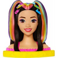 Mattel Barbie neónovo dúhová česacia hlava čiernovláska