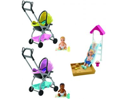 Mattel Barbie příběh z deníku chůvy miminko žlutý kočár