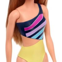 Mattel Barbie v plavkách svetlovláska žlutomodrá s pruhmi 5