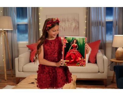 Mattel Barbie Vianočná bábika čiernovláska