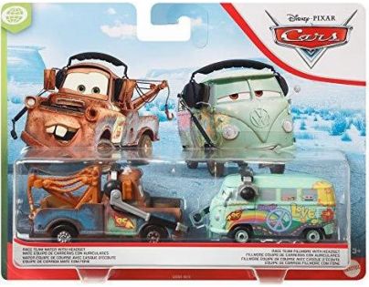 Mattel Cars 3 autá 2 ks Race Team Mater a Headset