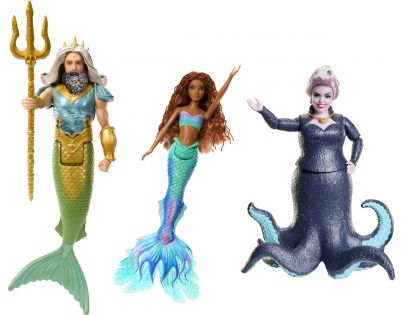Mattel Disney Princess sada 3 ks bábik Malá morská víla, Ursula a Kráľ Triton