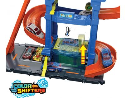 Mattel Hot Wheels City Color shifters autoumývačka s otočným tunelom