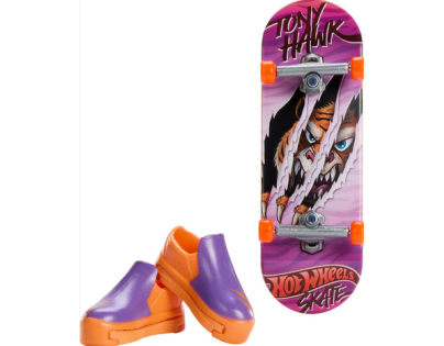 Mattel Hot Wheels fingerboard a topánky 10,5 cm Thrashin tiger