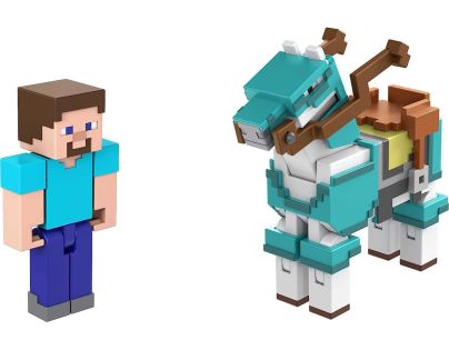 Mattel Minecraft 8 cm figurka dvojbalení Steve and Armored Horse - Poškodený obal