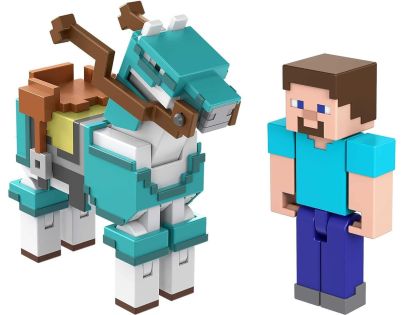 Mattel Minecraft 8 cm figurka dvojbalení Steve and Armored Horse - Poškodený obal